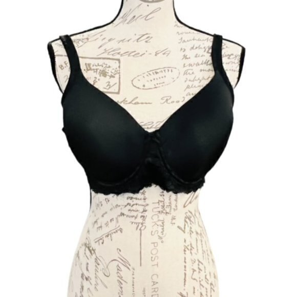 M. VIE INTIMATES Padded Bra Size 38D Black Lace Floral Lightly Padded  Brand new - Picture 1 of 8